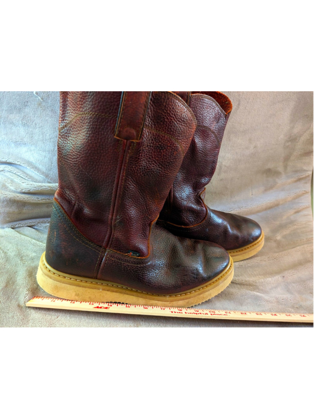 Justin Axe WK4908 Men's 11.5 M 10" Leather Wedge Pull On Work Boots Brown